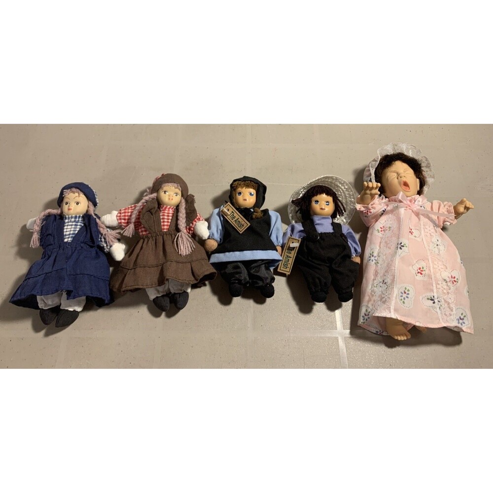 Vintage Collectible Dolls Amish Springford Babydoll Decoration Curio Lot Of 5